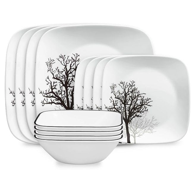 Corelle Timber Shadows Square Dinnerware Set for 4